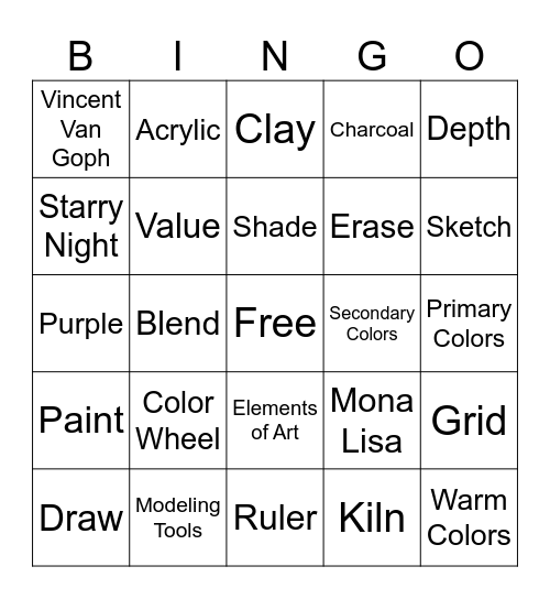 Art Bingo Card
