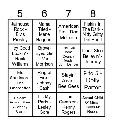 Music Bingo Card