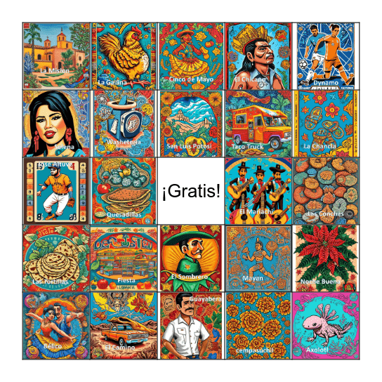 Hispanic Heritage Month Bingo Card