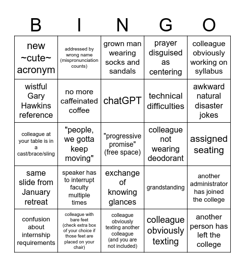 F25 Bingo Card