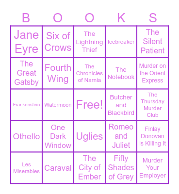 Bookish Bingo Card