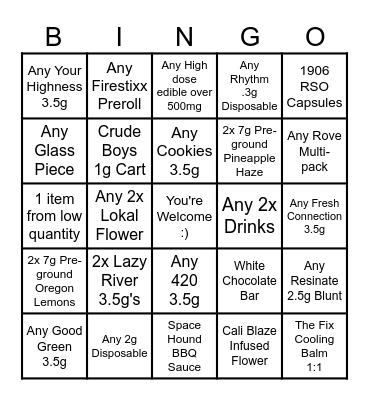 Resinate Bingo Card