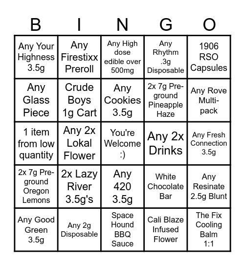 Resinate Bingo Card
