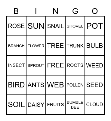 GARDEN Bingo Card