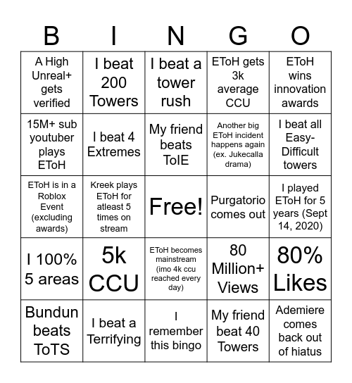 EToH 2025 Bingo Card