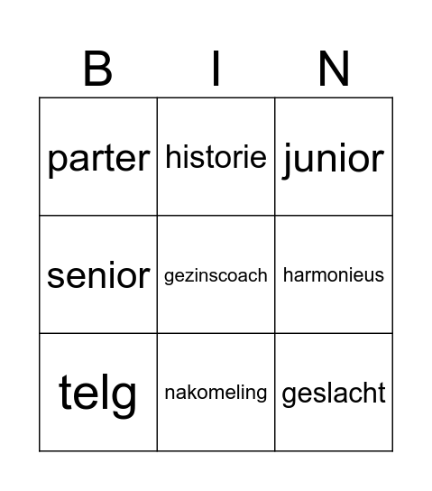 Bingo FAMILIE LES 5 Bingo Card