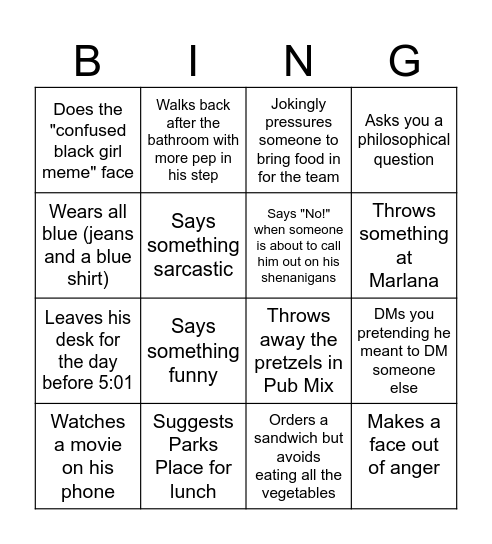 Dan Bingo Card