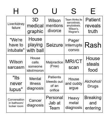 House Bingo Card