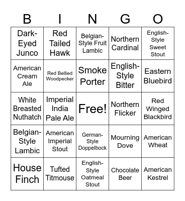 BIRD AND BEER BINGO Card