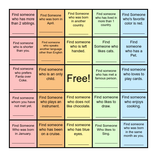 Find Someone Who... Bingo Card