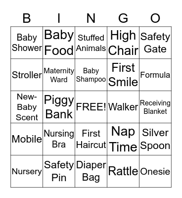 Baby Shower Bingo Card