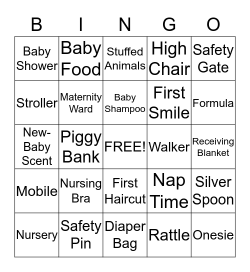 Baby Shower Bingo Card