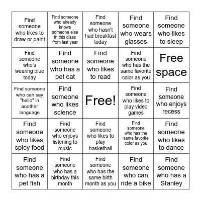 Find Someone Who Bingo Card