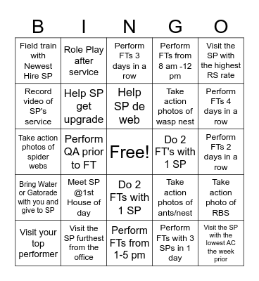 OM Field Training Bingo Card