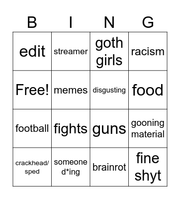 IG/TIKTOK BINGO Card