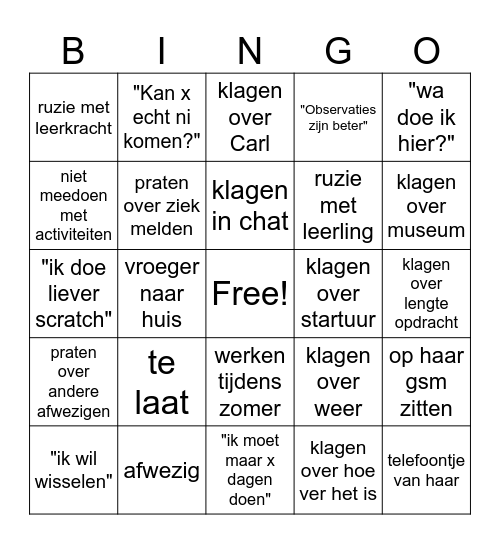 Ouassima rage Bingo Card