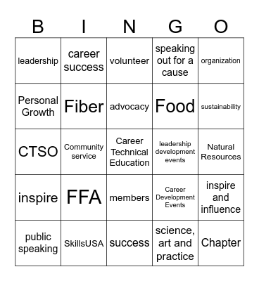 Principle of AFNR Bingo Card
