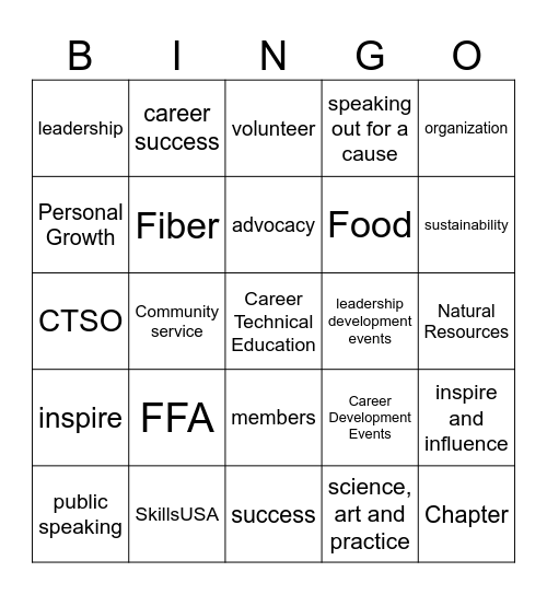 Principle of AFNR Bingo Card