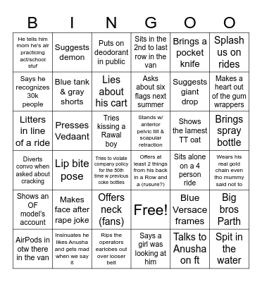 Preet’s Shenanigans Bingo Card