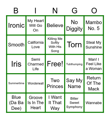 90s Summer Bingo Card