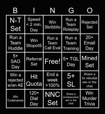 SMB AUGUST BINGO Card