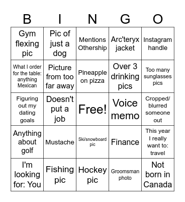 Unhinged Bingo Card