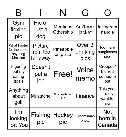 Unhinged Bingo Card
