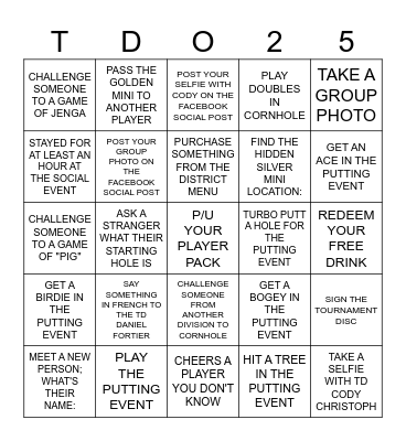 TDO SOCIAL Bingo Card
