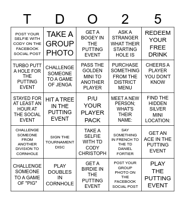 TDO SOCIAL Bingo Card