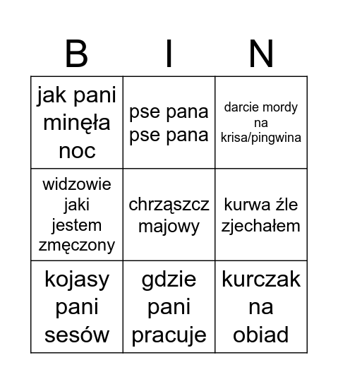 Ayavi bingo Card