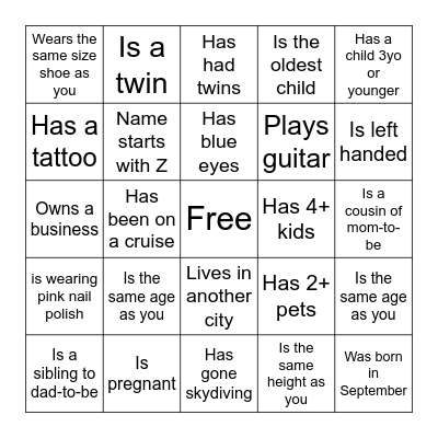Find the Guest Bingo Card