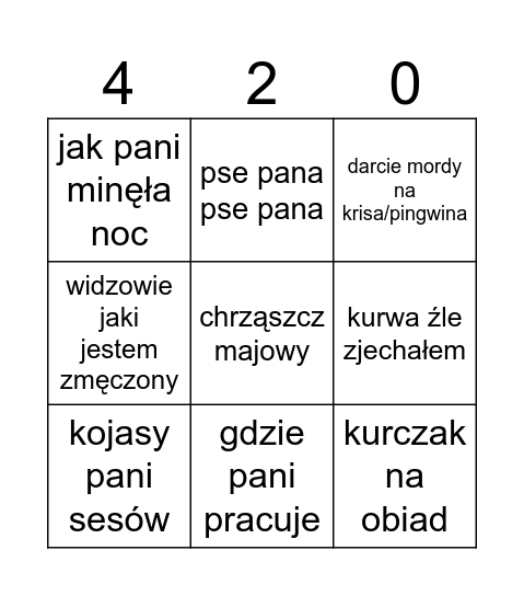 Ayavi bingo Card