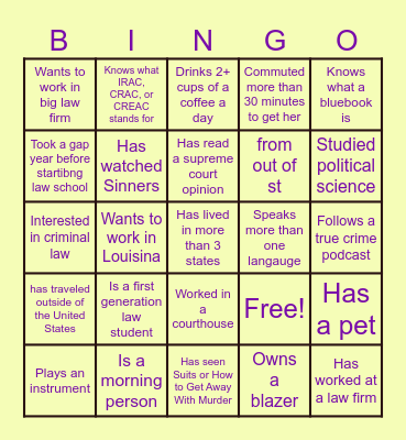 BLSA Orientation Bingo Card