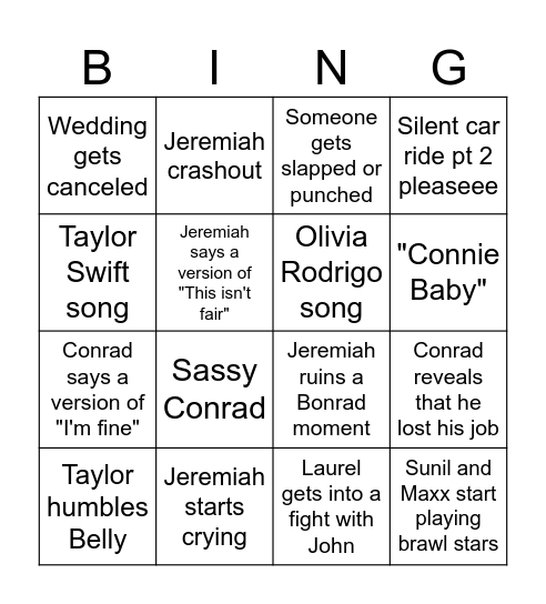 tsitip Bingo Card