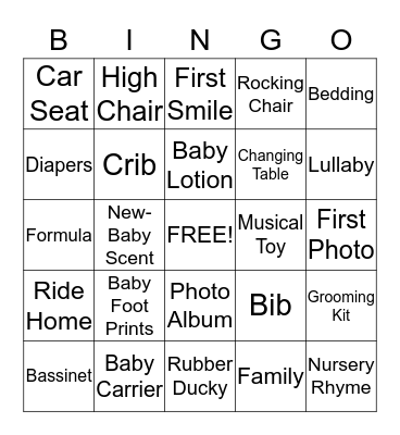 Baby Shower Bingo Card