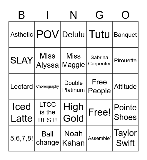 LTCC BINGO Card