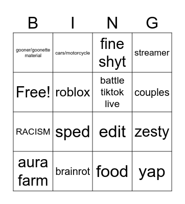 tiktok bingo Card