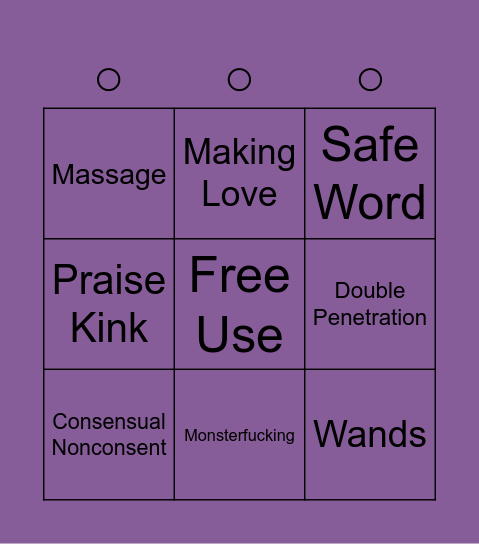 Erotica V1 Bingo Card