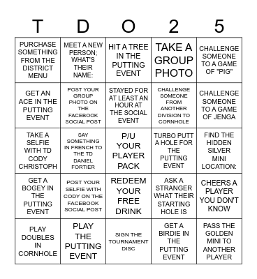 TDO SOCIAL Bingo Card