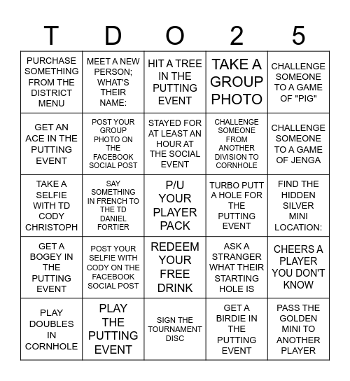 TDO SOCIAL Bingo Card