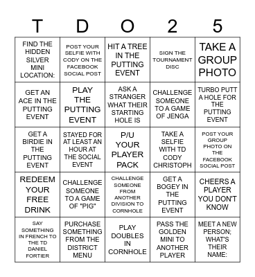TDO SOCIAL Bingo Card
