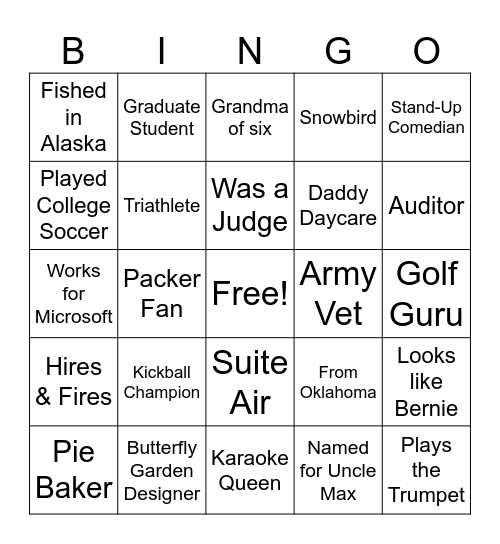Family Picnic Bingo Card