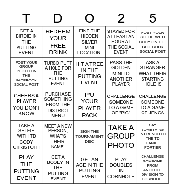 TDO SOCIAL Bingo Card
