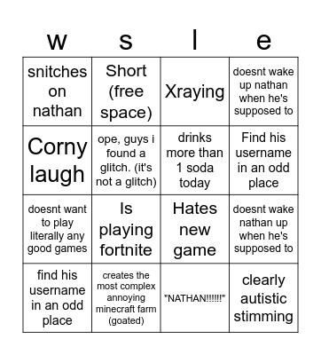 Wesley bingo Card