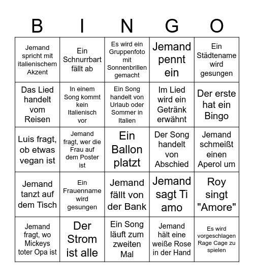 Roy Bianco & Die Abbrunzati Boys Bingo Card