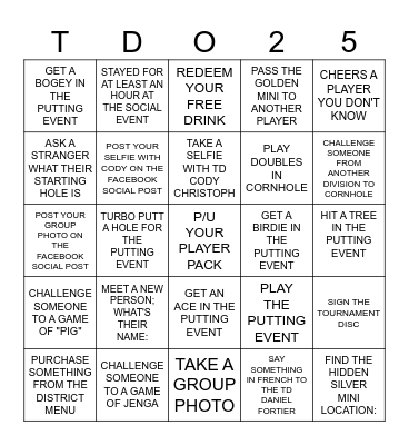 TDO SOCIAL Bingo Card