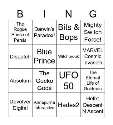 Indie World 8.7.2025 Bingo Card