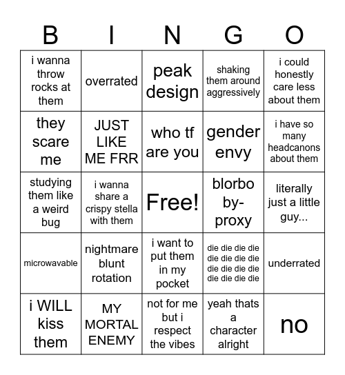 DASHCON SERVER CHARACTER BINGO Card