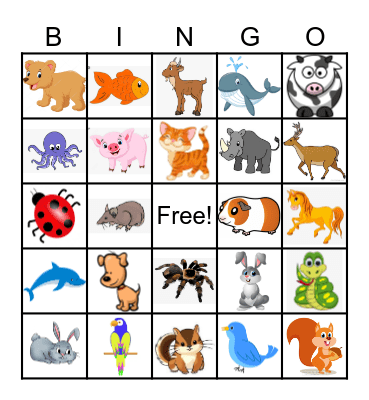 ANIMAL Bingo Card