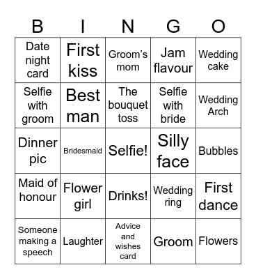 Brooke-Lynne and Jamies Wedding Bingo Card